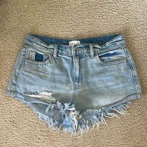CELLO ripped high waist blue jean shorts
